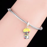 925 Silver Clown Charm Bead Yellow Hair