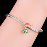 925 Silver Orange Fox Watchful Eye Bead Bracelet Charm