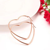 Rose Crystal Love Heart Earring Studs Women Jewelry
