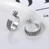 Ancient Silver Buddha Earrings Geometric Studs Women Gift