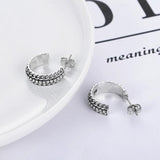 Ancient Silver Buddha Earrings Geometric Studs Women Gift