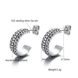 Ancient Silver Buddha Earrings Geometric Studs Women Gift