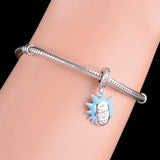925 Silver Skull Sunflower Dangle Beads Charms for Bracelet