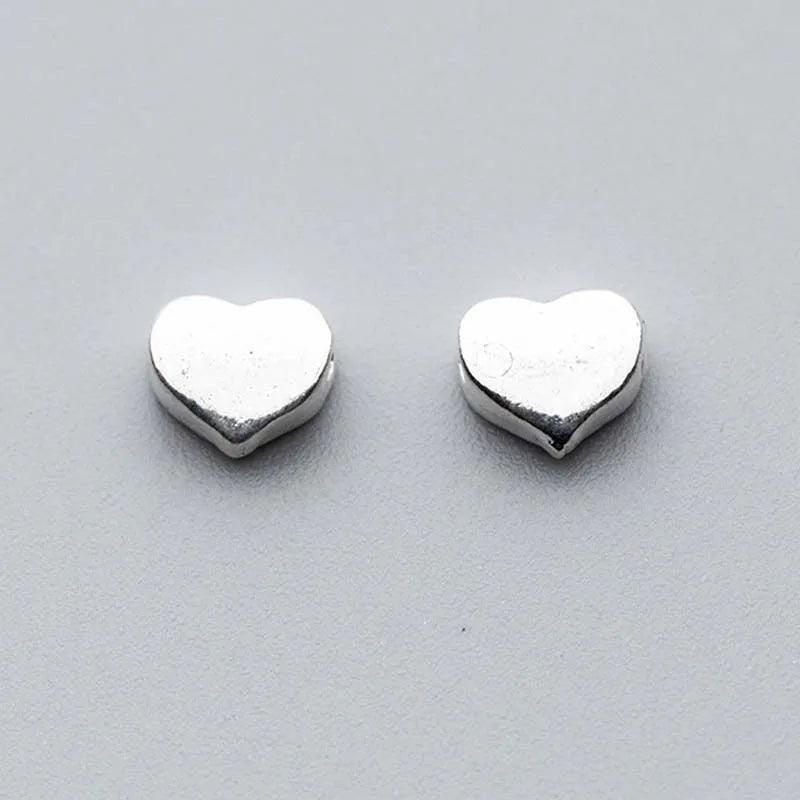 925 Sterling Silver Heart Charm Space Beads Couple Jewelry Making