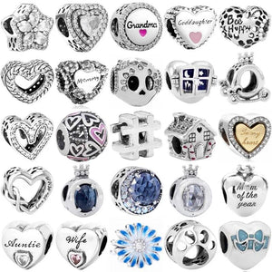 Carriage Goddaughter Mom Infinity Heart Daisy Flower Beads Charm