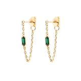 925 Silver Chain Earring Clear/Rose/Green Zircon Tassel Stud Earrings