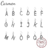 Crystal Alphabet Letter Charm 925 Sterling Silver Bracelet DIY Jewelry