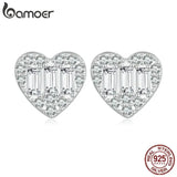 925 Silver Heart Shape Zircon Stud Earrings BSE766