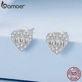 925 Silver Heart Shape Zircon Stud Earrings BSE766