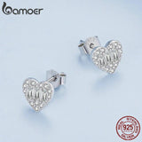 925 Silver Heart Shape Zircon Stud Earrings BSE766