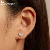 925 Silver Heart Shape Zircon Stud Earrings BSE766