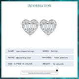 925 Silver Heart Shape Zircon Stud Earrings BSE766