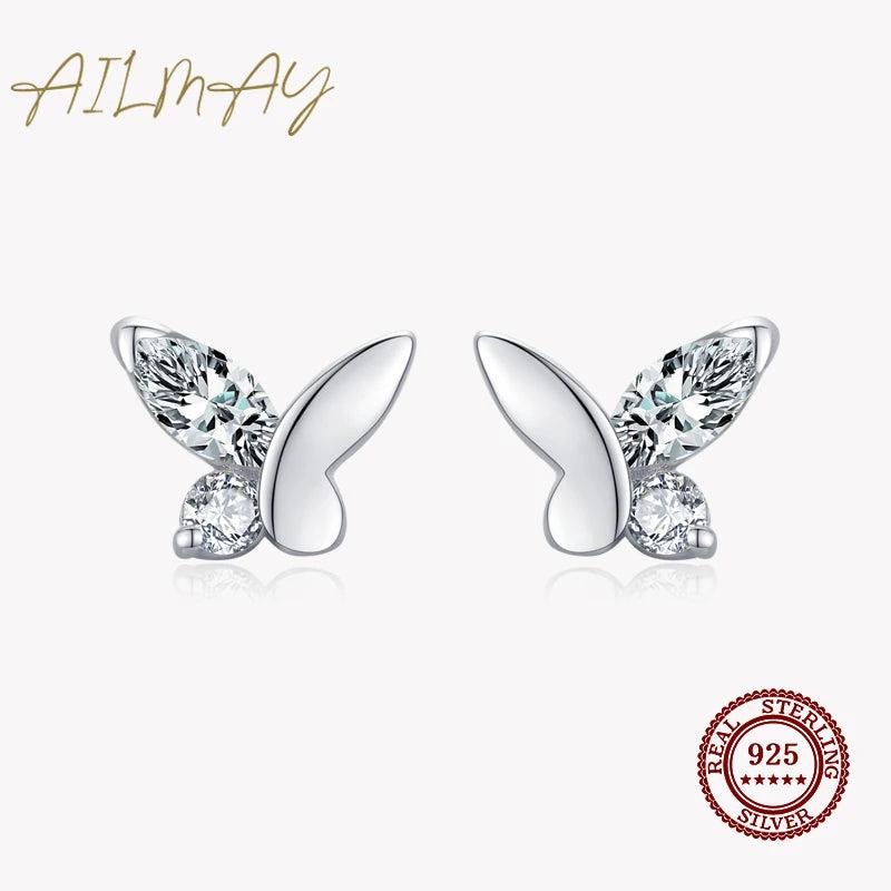 925 Sterling Silver Butterfly Stackable Star Stud Earrings