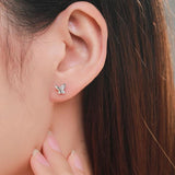 925 Sterling Silver Butterfly Stackable Star Stud Earrings