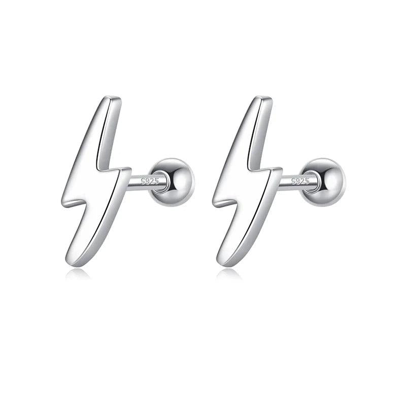 Davis 925 Sterling Silver Lightning Stud Earrings for Women Wedding