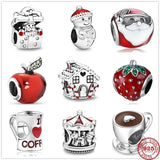 925 Silver Christmas Cookie House Santa Charm for Pan Charms Bracelet