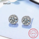 1CT 2CT Moissanite Diamond Stud Earrings Sterling Silver