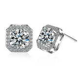 1CT 2CT Moissanite Diamond Stud Earrings Sterling Silver