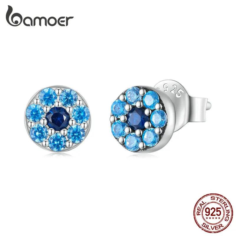 925 Silver Zircon Devil Eye Stud Earrings Lucky Earrings for Women