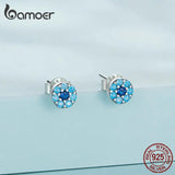 925 Silver Zircon Devil Eye Stud Earrings Lucky Earrings for Women