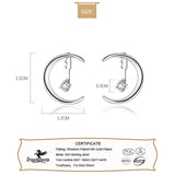 TrustDavis Silver Moon CZ Stud Earrings Wedding Party Fine Jewelry