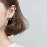 TrustDavis Silver Moon CZ Stud Earrings Wedding Party Fine Jewelry