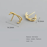 925 Silver Vintage Geometric Cross Stud Earrings for Women