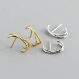 925 Silver Vintage Geometric Cross Stud Earrings for Women