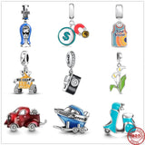 925 Silver Car Sofa Flower Charm Bead Pendant
