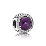 925 Sterling Silver Purple Flower Daisy Glass Bead Charm Clip Fit Bracelet
