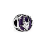 925 Sterling Silver Purple Flower Daisy Glass Bead Charm Clip Fit Bracelet