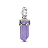 925 Sterling Silver Purple Flower Daisy Glass Bead Charm Clip Fit Bracelet