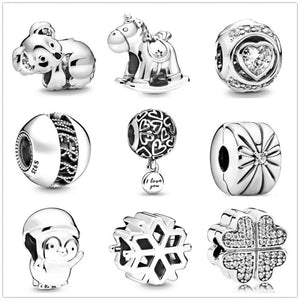 Silver 925 Openwork Love Hearts Bead Pendant Charm for Women DIY