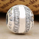 Sparkling Hearts Clip Stopper Beads 925 Silver Charm Bracelet DIY Jewelry