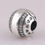 Sparkling Hearts Clip Stopper Beads 925 Silver Charm Bracelet DIY Jewelry
