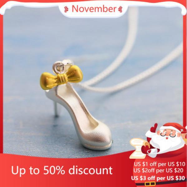 925 Silver High-heeled Shoes Necklace Pendant Women Jewelry