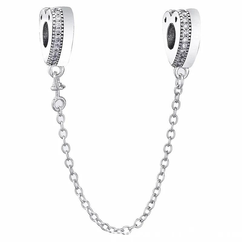 Crystal Safety Chain Bead for 925 Silver Charm Bracelet Bangle