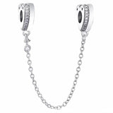 Crystal Safety Chain Bead for 925 Silver Charm Bracelet Bangle