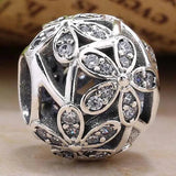 Daisy Meadow Crystal Bead Charm Bracelet 925 Silver Bangle DIY Jewelry