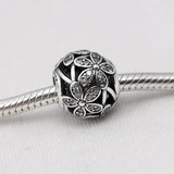 Daisy Meadow Crystal Bead Charm Bracelet 925 Silver Bangle DIY Jewelry