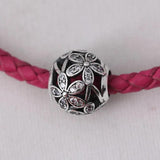 Daisy Meadow Crystal Bead Charm Bracelet 925 Silver Bangle DIY Jewelry