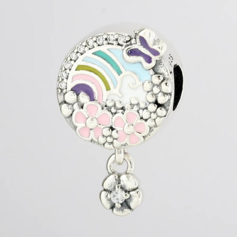 925 Silver Flower Charm for Bracelet DIY Jewelry