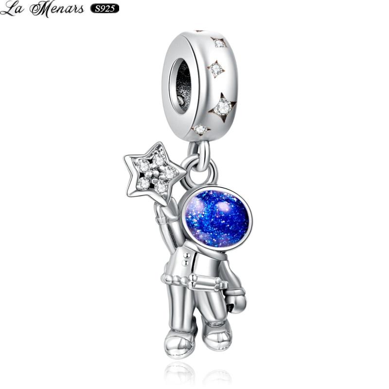 Star Moon Charms Sterling Silver Bead for Bracelet DIY Making
