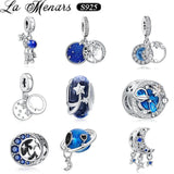 Star Moon Charms Sterling Silver Bead for Bracelet DIY Making