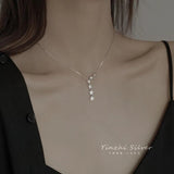 Star Necklace Tassel Pendant 925 Silver Clavicle Chain Women Fine Jewelry