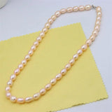 ZFSILVER 925 Silver Pink Pearl Necklace DIY Jewelry Women Gift