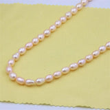ZFSILVER 925 Silver Pink Pearl Necklace DIY Jewelry Women Gift