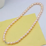 ZFSILVER 925 Silver Pink Pearl Necklace DIY Jewelry Women Gift