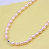 ZFSILVER 925 Silver Pink Pearl Necklace DIY Jewelry Women Gift