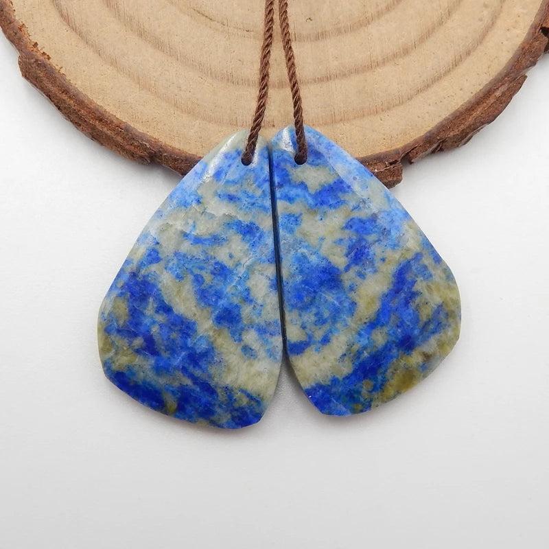 Lapis Lazuli Nugget Earring Beads Pair - Semiprecious Jewelry